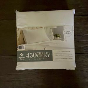 New Twin 450 thread count 100% cotton sheet set by Members Mark - artic white